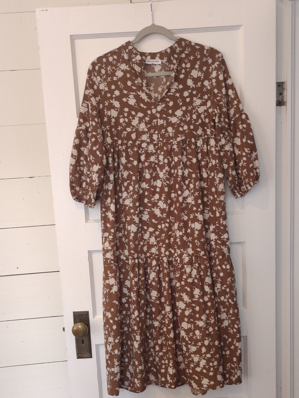 Solution Brand Brown Floral Midi Dress
